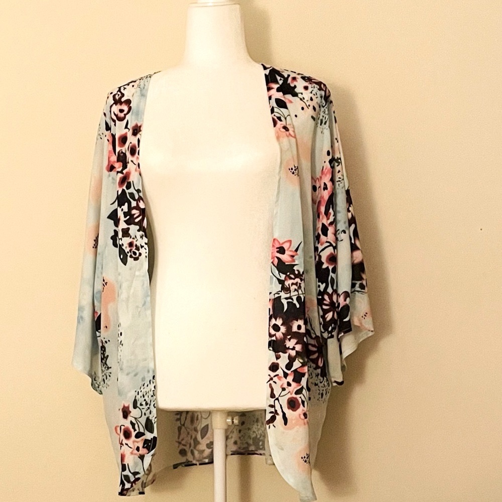 Green Floral Cardigan Blouse/Beach Cover Up